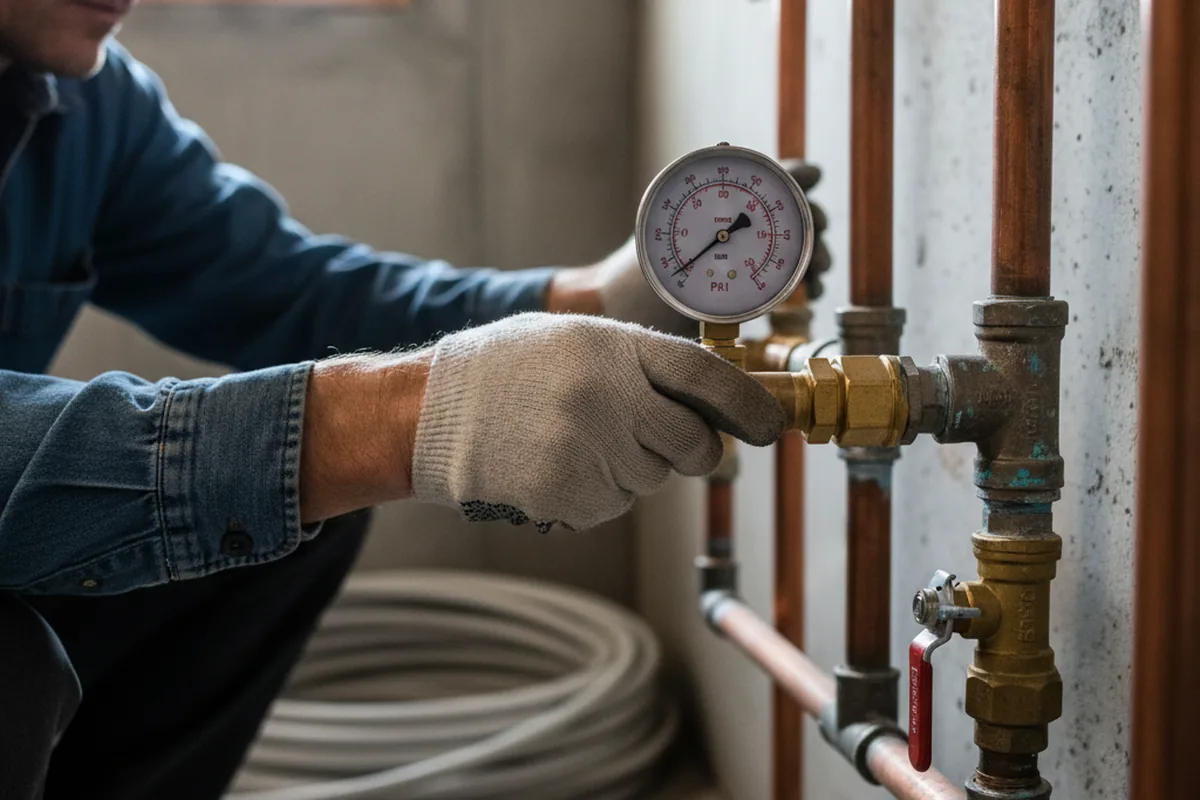 Pressure testing a repaired line during Water Line Repair in Daphne